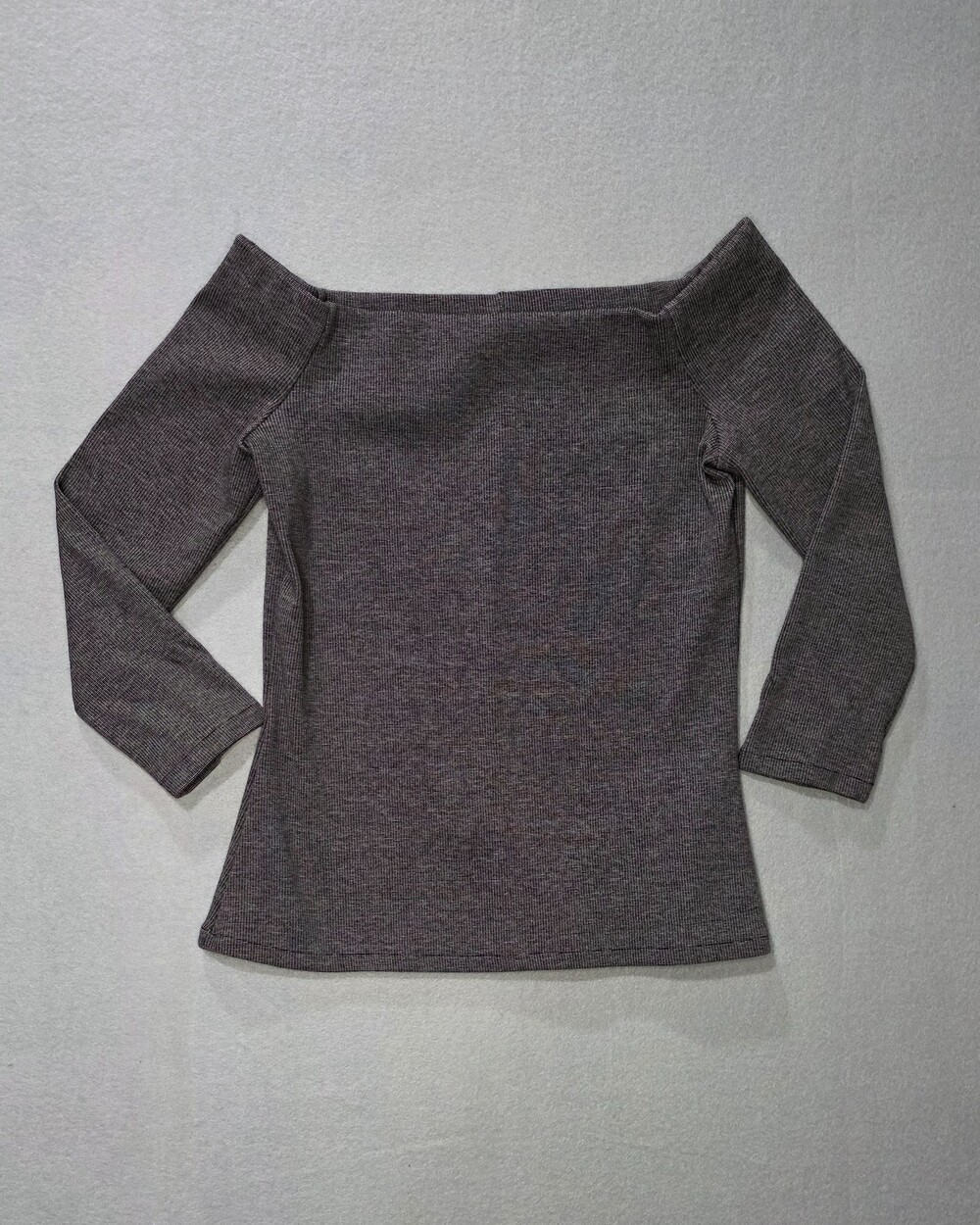 Zara Women's Dark Gray Off-The-Shoulder Cotton Blend Knit Top - Size L